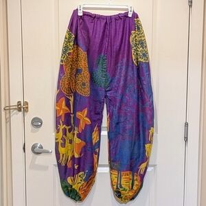 NWOT Beckwoman L Sheer Purple Deer Print Beach Pants